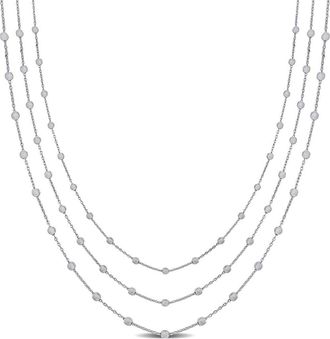 Delmar Sterling Silver Ball Station Chain Triple Strand Necklace at Nordstrom Rack