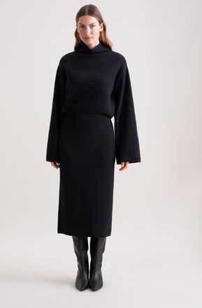 Seidensticker Midirock SEIDENSTICKER, Damen, Gr. L, schwarz, 80% Wolle, 15% Polyamid, 5% Kaschmir, unifarben, normal, R&ouml;cke Midirock