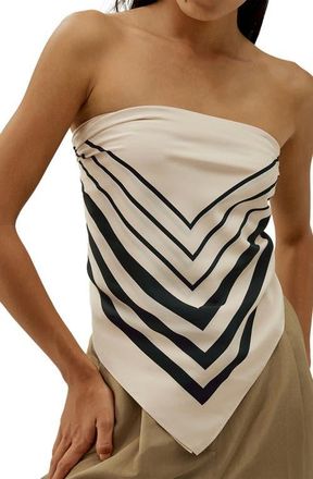 LilySilk Geometric Print Silk Scarf in Camel at Nordstrom