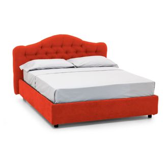 Dmora Cama Doble Alfer, Con Colch&oacute;n Incluido, Desenfundable Made In Italy, Con Almacenaje, Naranja