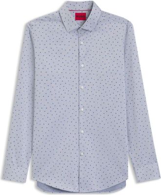 HUGO BOSS Slim-fit shirt in printed dobby cotton