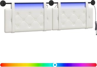 vidaXL Cabecero Colgante Con Luz Led Blanco Cuero Sint&eacute;tico Vidaxl