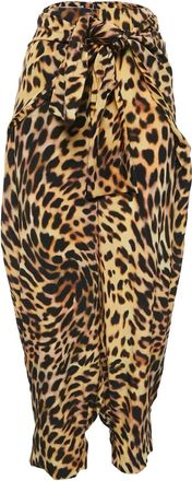 Stella McCartney Pantaloni in seta con stampa leopardata - Marrone