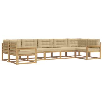 vidaXL Conjunto De Sof&aacute;s De Exterior Con Coj&iacute;n 7 Pcs Y Beige Vidaxl