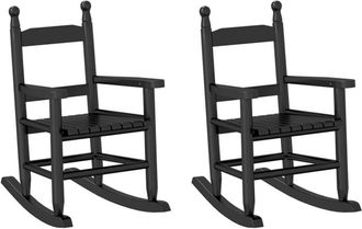 vidaXL Rocking Chairs for Children 2 pcs Black Solid Wood Poplar vidaXL