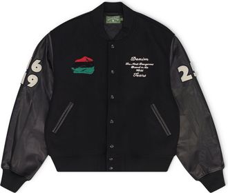 Denim Tears Black Peace Wreath Varsity Jacket
