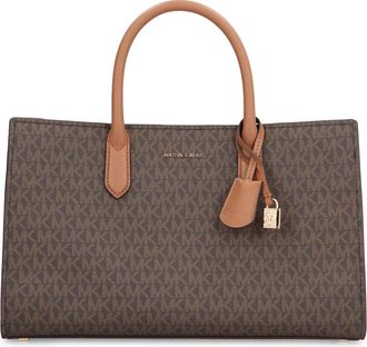Michael Kors Scarlett Medium Signature Logo Satchel - Dames - Shoppers - Bruin - ONE Size - Polyester - Tassen