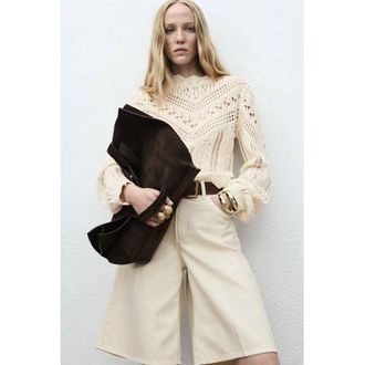 Mango trui ecru grof gebreid