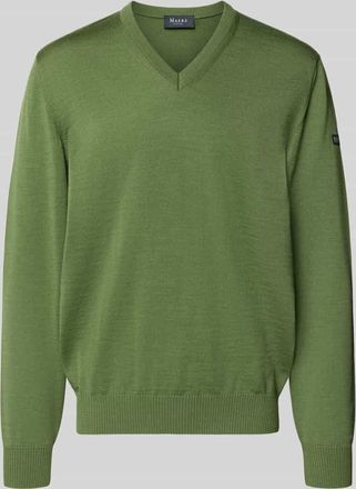 Maerz MAERZ Muenchen Strickpullover aus Schurwolle mit V-Ausschnitt in Hellgruen, Größe 52