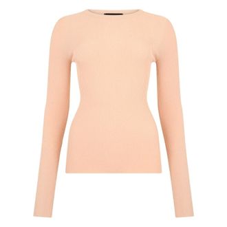 Fabiana Filippi Round-neck Knitwear, female, Pink, Size: XS Crew-neck Ribbed Jumper