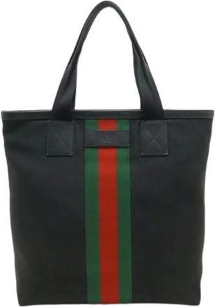 Gucci Pre-owned Tote Bags, female, Black, Size: ONE SIZE Pre-owned Sherry Line Shoulder Tote Bag