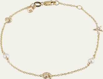 Sydney Evan 14K Gold Shells Chain Bracelet with Diamonds