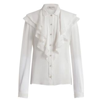 Alberta Ferretti Dames, Blouses & Shirts, Wit, Maat: XS Katoen