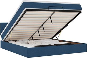 vidaXL Cama Otomana Con Colch&oacute;n Y Luces Led Tela Azul 180x200cm Vidaxl