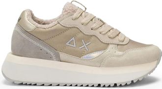Sun 68 Sneakers van su&egrave;de en stof - Dames - Sneakers - Beige - 39 EU - Su&egrave;de - Schoenen