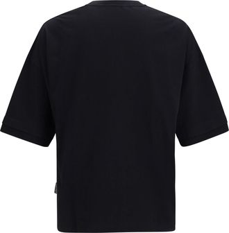 Palm Angels Mens Curved Logo Double-Layer T-Shirt Black Cotton T-Shirts And Polos