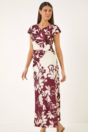 Roman Womens Print Wrap Twist DR - Ivory - Size 16 UK