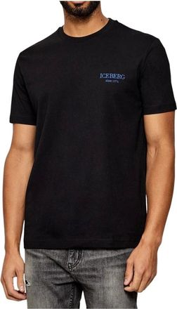Iceberg Tops, Heren, Zwart, 2Xl, Zwarte Tee met Klein Logo
