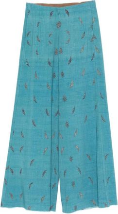 Pierre-Louis Mascia Blue Printed Silk Trousers