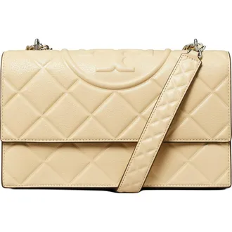 Tory Burch Fleming Convertible Quilted Leather Shoulder Bag in Vanilla Soft Serve at Nordstrom