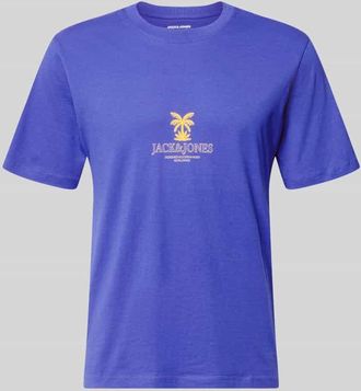 Jack & Jones Regular Fit T-Shirt mit Logo-Print Modell Eres in Royal, Gr&ouml;&szlig;e XXL