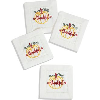 Tiramisu Set of 4 Embroidered Coasters in Yellow/Red at Nordstrom Rack