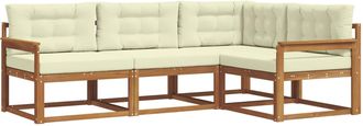 vidaXL Conjunto De Sof&aacute;s De Exterior 4 Uds. Natural Y Crema Vidaxl