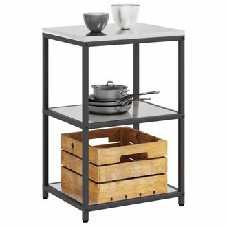 Berkfield Home Kitchen Storage Shelf with Storage Silver Stainless steel