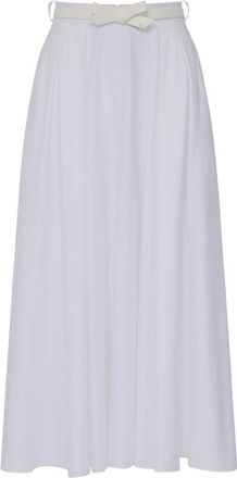 Elisabetta Franchi Satin Midi Rok met Riem - Dames - Midirokken - Wit - S - Katoen - Rokken