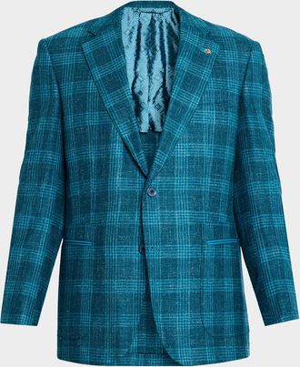 Stefano Ricci Mens Wool, Cashmere and Silk Plaid Single-Breasted Sport Coat