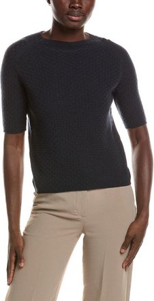 Lafayette 148 New York Basket Stitch Saddle Shoulder 100% Cashmere Sweater