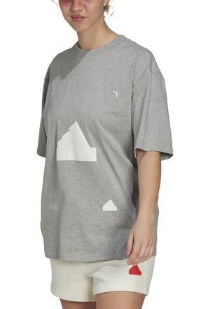 adidas Oversize Logo Graphic Tee in Medium Grey Heather/White at Nordstrom, Size Large