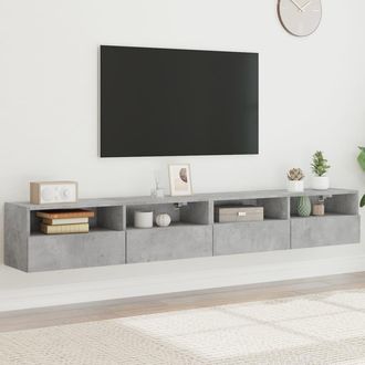 vidaXL Vidaxl - Muebles De Pared De Tv 2 Uds Madera Gris Hormig&oacute;n 100x30x30 Cm