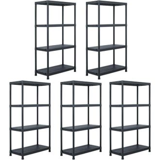 vidaXL Scaffali 5 pz 60x30x138 cm Nero in Plastica - Vidaxl