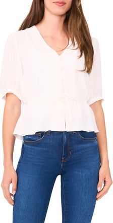 Halogen Button Front Tie Waist Top in New Ivory at Nordstrom Rack, Size Small