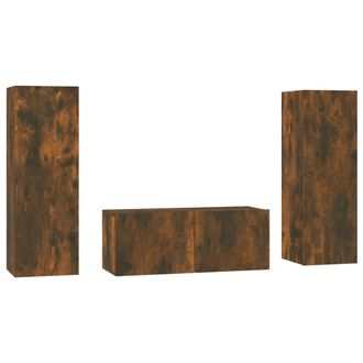 vidaXL Vidaxl - Set De Muebles De Tv 3 Pzas Madera Contrachapada Roble Ahumado