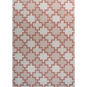 Jonathan Y Designs Cyrus Modern Geometric Tile Pattern Indoor/Outdoor Area Rug in Salmon/cream at Nordstrom, Size 2Ft 0In X 8Ft 0In