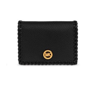 Michael Kors Accessoires, Dames, Zwart, ONE Size, Leer, Leren Kaarthouder Met Logo