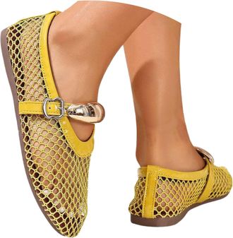 Generic Womens Casual Shoes for Daily Wear Breathable Lightweight Slip-On Comfort Leatherette Sole Everyday Footwear for Women (Yellow, 4.5)