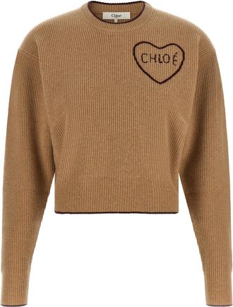 Chlo&eacute; Brown Logo Crew Neck Sweater