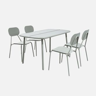 Sweeek Conjunto Mesa De Jard&iacute;n De Aluminio, 4 Sillas