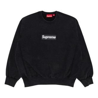 SUPREME Washed Box Logo Crewneck Black SS25SW2-BLACK