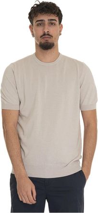 Gran Sasso Katoenen pullover met korte mouwen - Heren - Ronde hals truien - Beige - 4XL - Katoen - Truien & Vesten