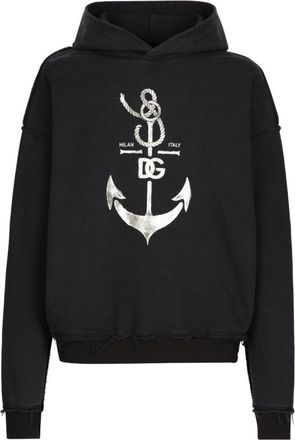 Dolce & Gabbana Navy Blue Logo Cotton Hoodie