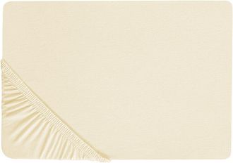 Beliani S&aacute;bana De Algod&oacute;n Beige 180 X 200 Cm Ajustable Bordes El&aacute;sticos S&oacute;lido Janbu