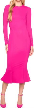 Susana Monaco Crew Trumpet Midi Dress In Pink