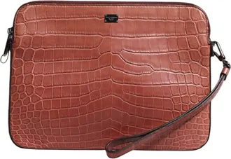 Dolce & Gabbana Bordeaux Croc Leather Logo Plaque Men Briefcase Mens Bag