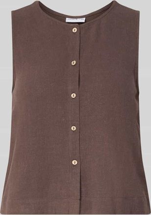 Jake*s Casual Bluse aus Viskose-Mix mit Knopfleiste in Dunkelbraun, Gr&ouml;&szlig;e 34