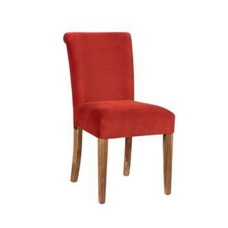 Robin des Bois Conjunto de 2 sillas de acacia y terciopelo color ladrillo