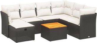 vidaXL Vidaxl - Set De Sof&aacute;s De Jard&iacute;n 8 Piezas Y Cojines Rat&aacute;n Sint&eacute;tico Negro